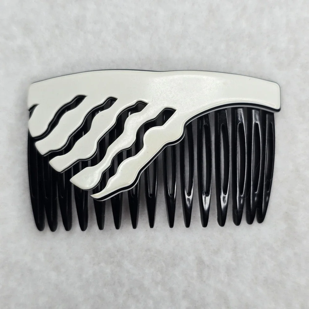Vintage France Hair Side Tuck Comb Accessory White Art Deco Wavy READ